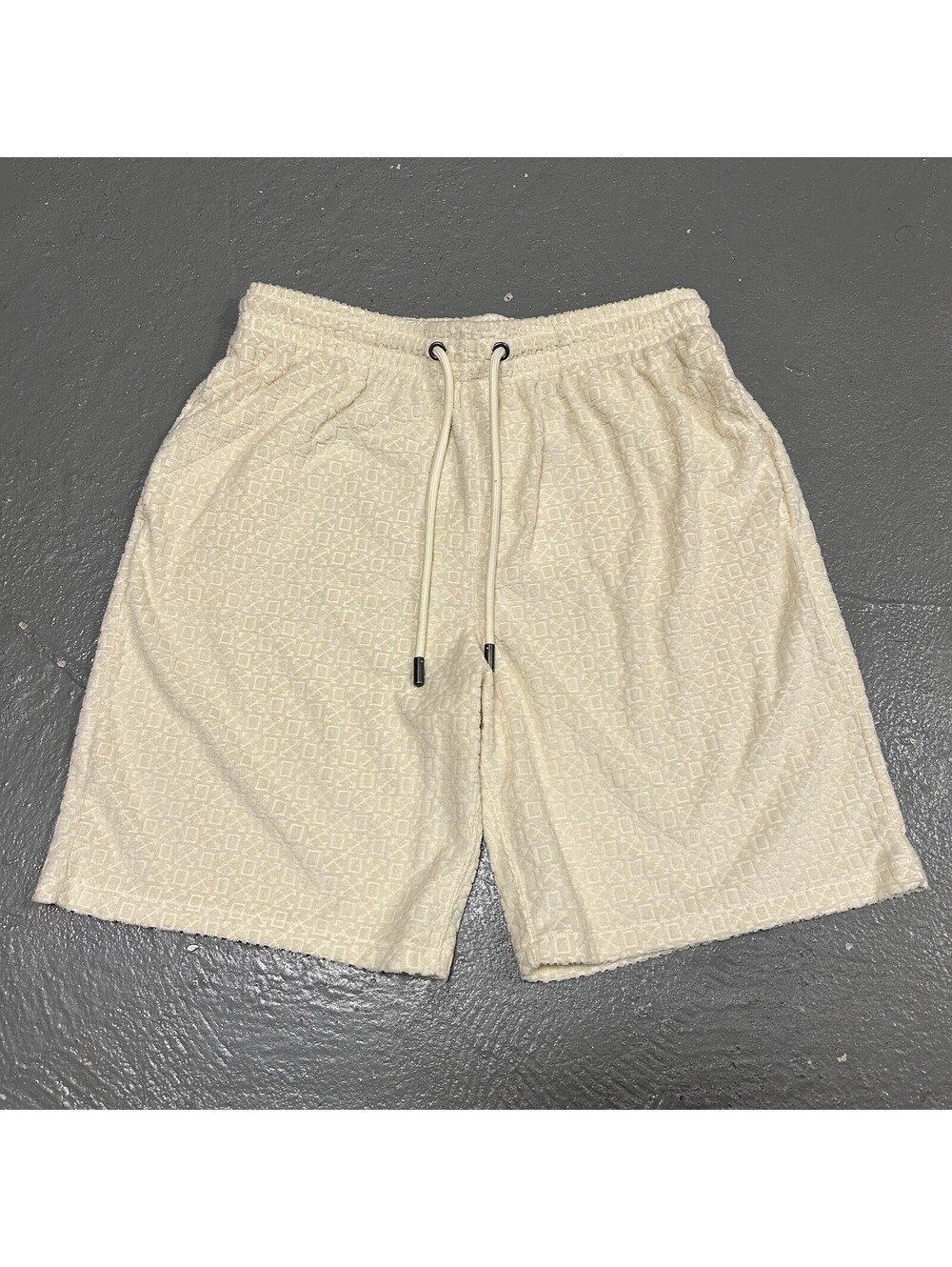 AUTHENTIC Off-White Virgil Abloh Towel Terry Shorts Beige Monogram NEW Size L
